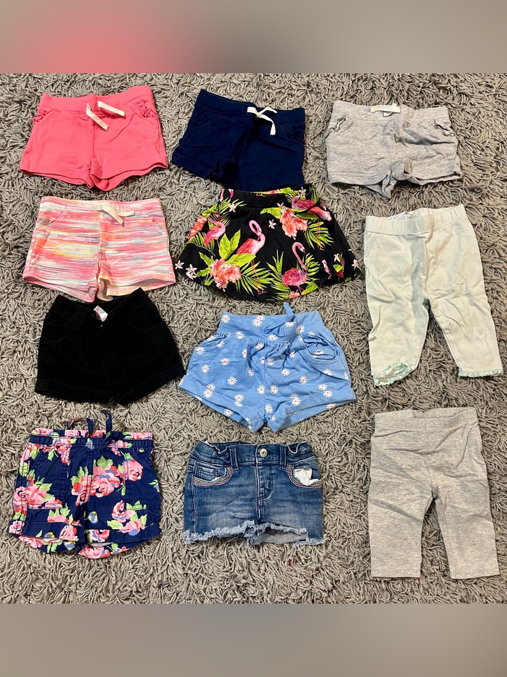 Carter's Multicolor Girls Shorts & Skort Set - Blue, Pink, Gray